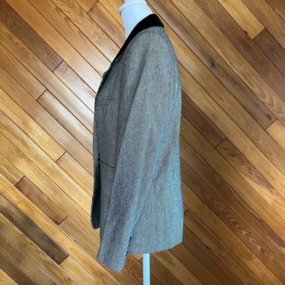 Vintage 80s Black and White Micro Houndstooth Wool Blazer - Picture 2 of 7